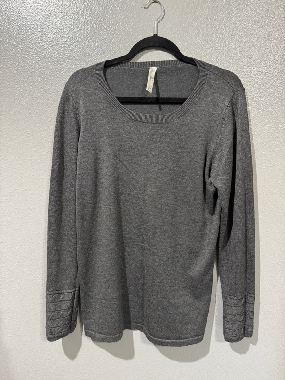 Pina Rossi Charcoal Gray Knit Crewneck Sweater